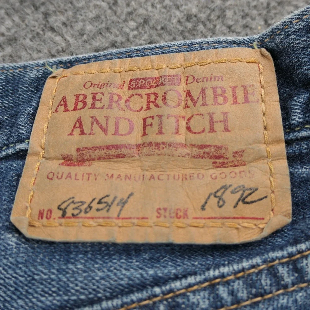 Abercrombie Fitch Mens Jeans 31x32 Blue Bootcut Button Fly Heavy Ounce Vintage